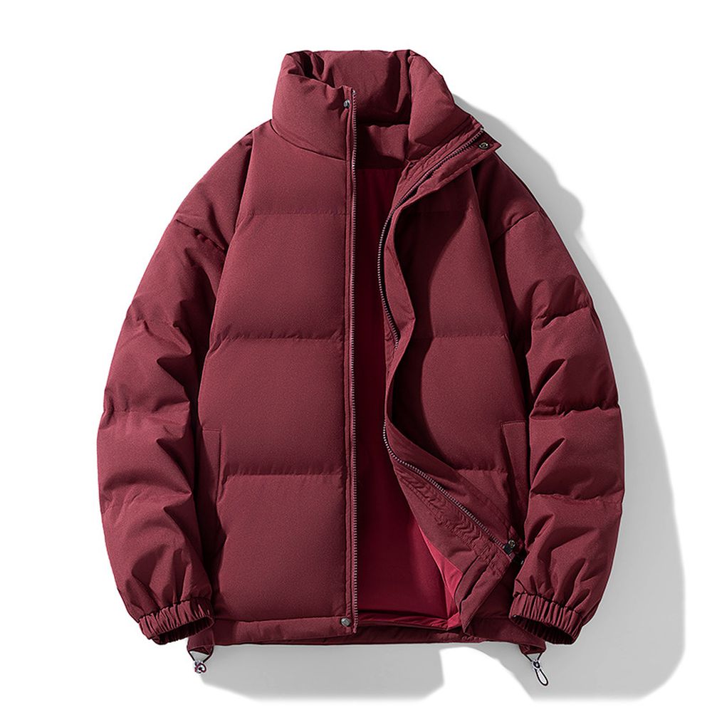 Solid Color Stand Collar Down Jacket Men's Thick Warm Coat
